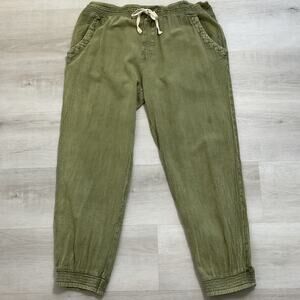 Ripcurl Surf Pants Pure Cotton Drawstring Boho Chic Pants Green Womens XL